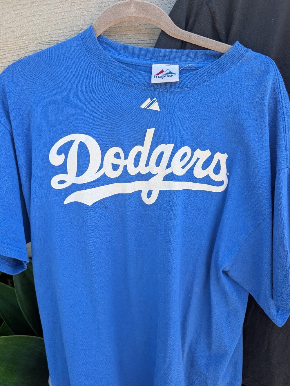 Vintage Majestic Dodgers Blue Graphic Tee with White Script